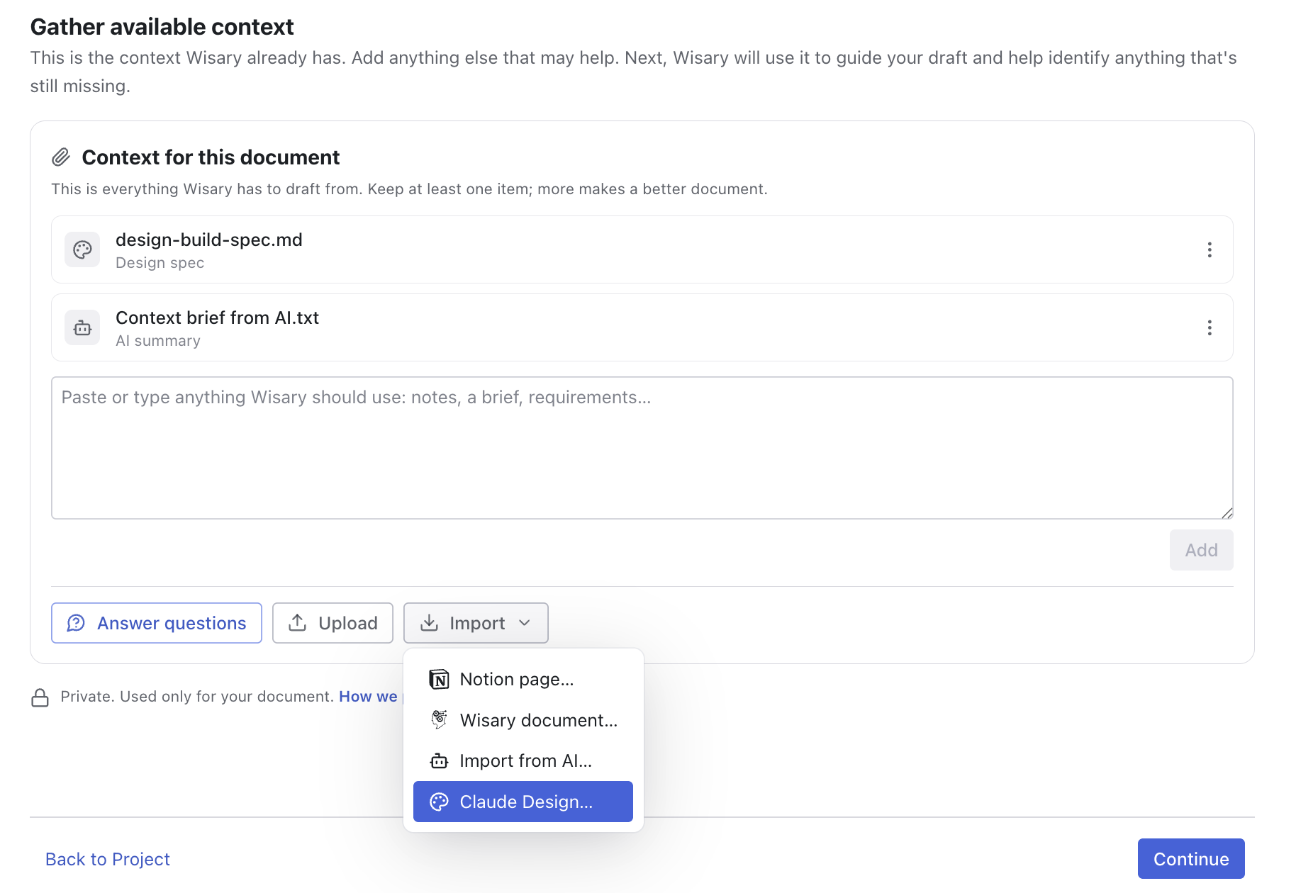 Import the learnings into Wisary