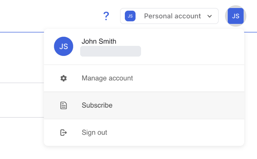 Open the User Menu and Choose Subscribe