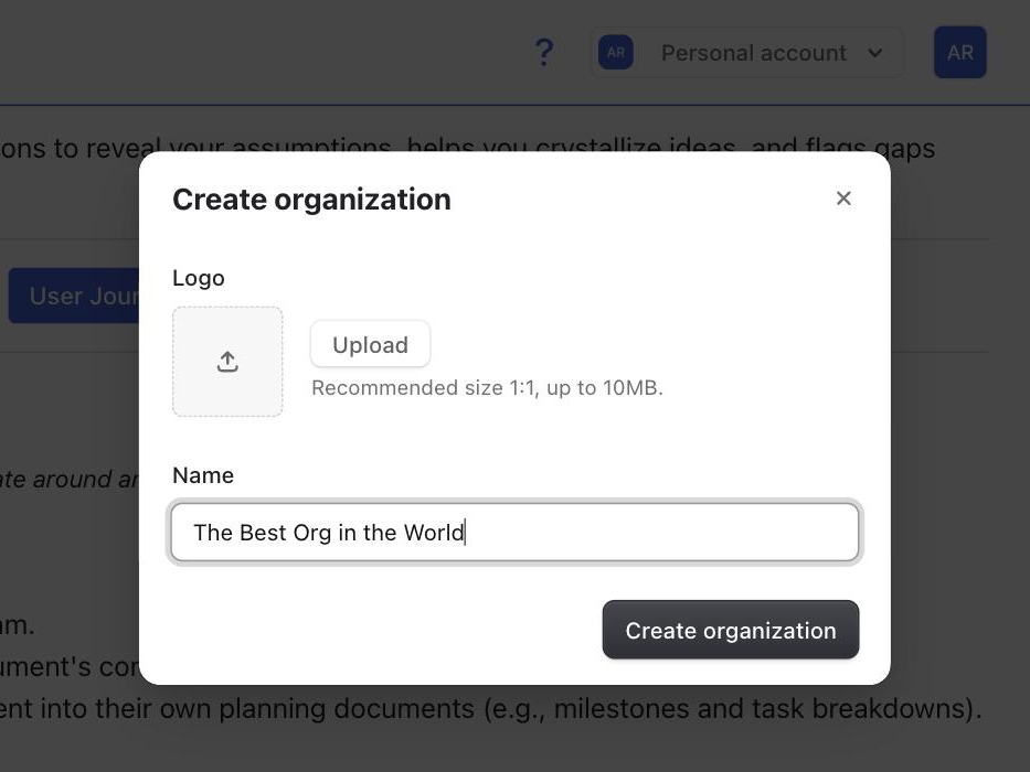Create Your Organization